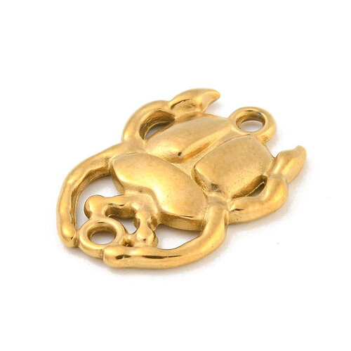 Pendentif scarabée doré plaqué or 18k breloque scarabée 17mm