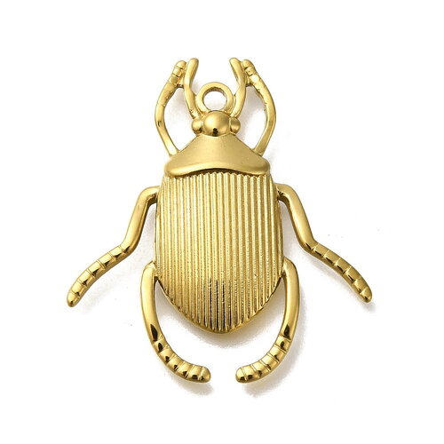 Pendentif scarabée doré plaqué or 18k breloque scarabée 17mm