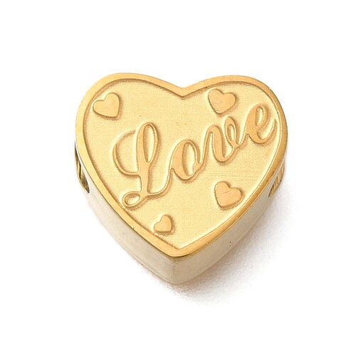 Perle en acier inoxydable doré 11,5 mm perle cœur love