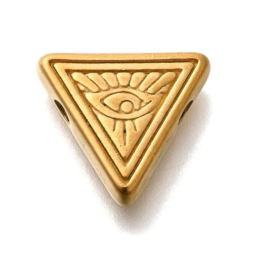 Perle en acier inoxydable doré 14 mm perle triangle perle œil de la providence