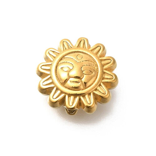 Perle en acier inoxydable doré 14,5 mm perle soleil