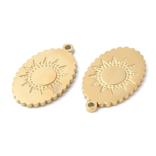 Pendentif soleil doré en acier inoxydable 316 chirurgical 18,5 mm