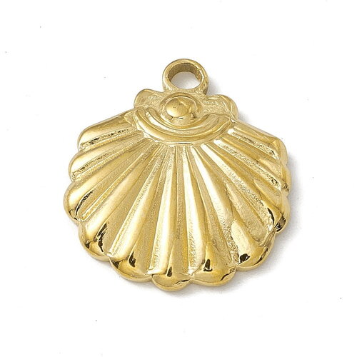 Pendentif coquillage doré 18mm breloque coquille acier inoxydable 304 - unité