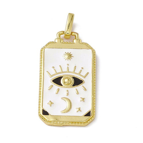 Pendentif médaille tarot 26 mm en métal doré émaillée pendentif diagramme de l'œil