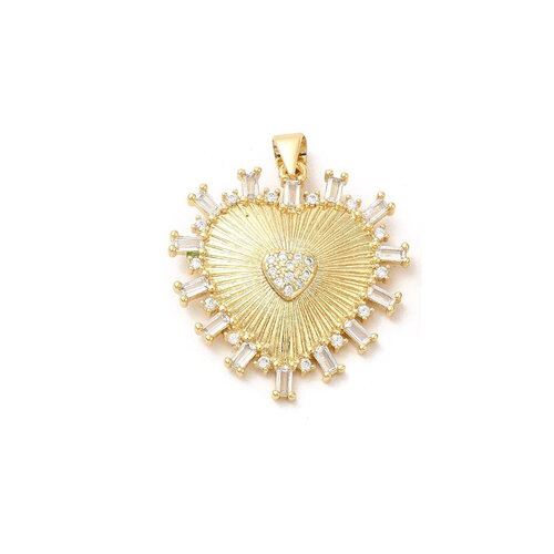 Pendentif cœur ex voto 27,5 mm pendentif cœur doré