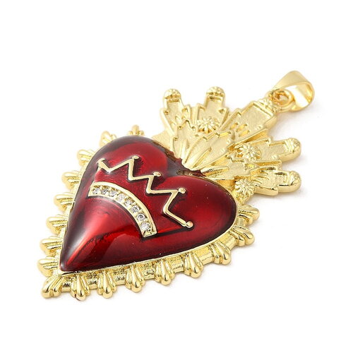 Pendentif cœur ex voto 44,5 mm pendentif cœur doré