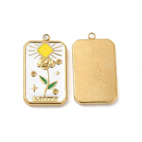 Pendentif médaille tarot 30 mm en métal doré émaillée pendentif porte bonheur crane
