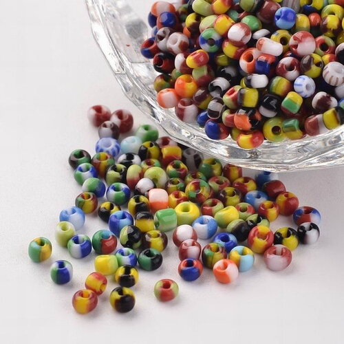 10 grammes petite perle de rocaille rayée multicolore opaque 2.5~3x2~3mm perle en verre rocaille