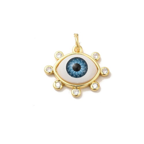 Pendentif œil porte bonheur plaqué or 18 carats médaille porte bonheur bijou œil