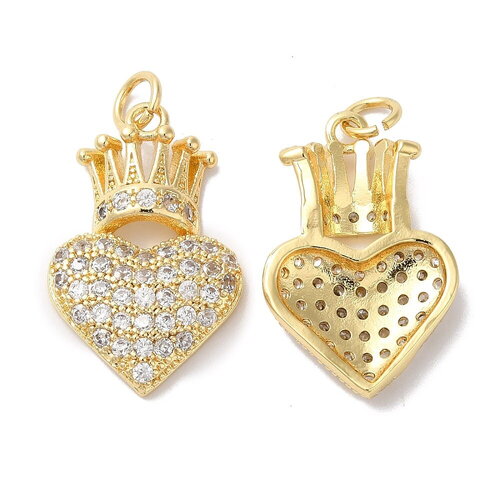 Pendentif cœur ex voto 24 x 15 mm cœur doré en laiton plaqué or 18 carats