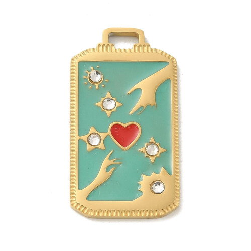 Pendentif médaille tarot 30 mm en métal doré émaillée pendentif porte bonheur crane