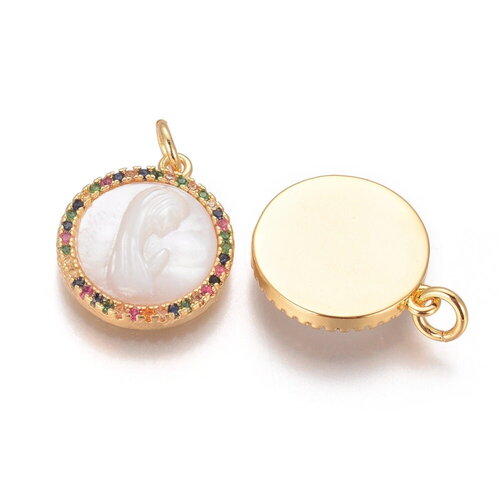 1 médaille vierge 18 mm pendentif vierge en nacre