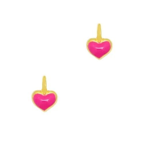 Breloque cœur 5 mm doré plaqué or 24k émaille mini cœur rose