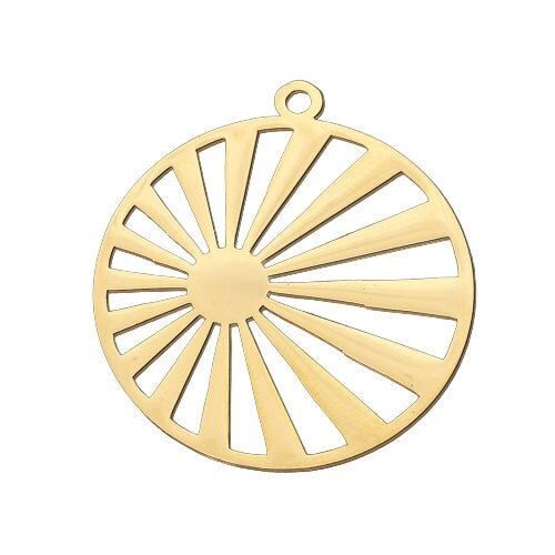 Pendentif soleil en acier inoxydable doré 31 mm