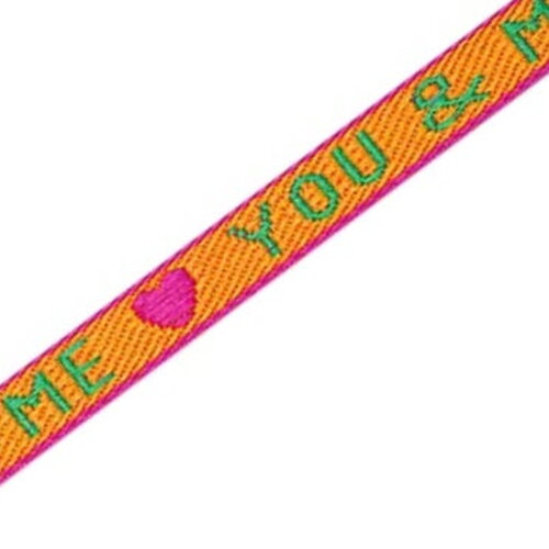 1 métré ruban à message tissé you &amp; me ruban pour bracelet 10 mm de largeur