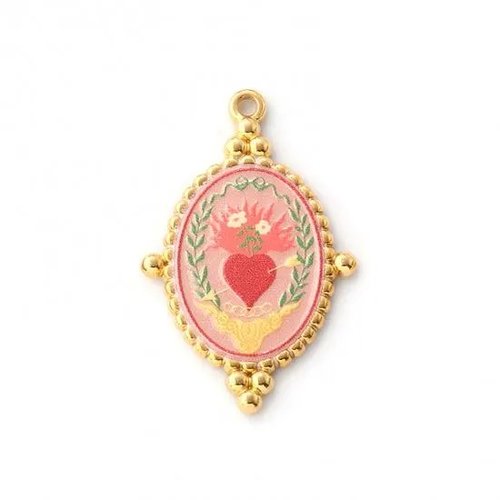 Pendentif ex-voto cœur sacré – acier inoxydable 304
