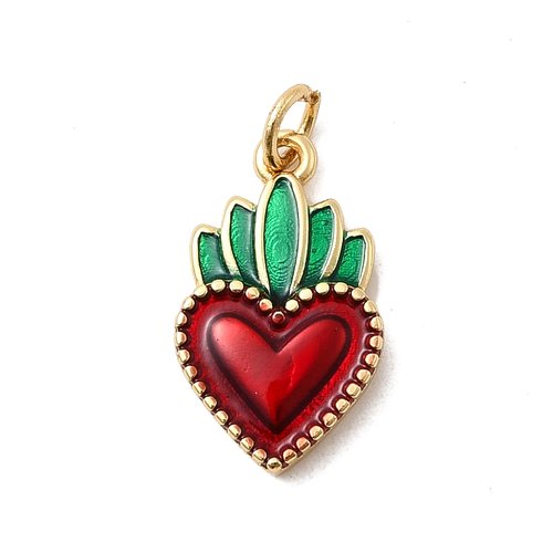 Pendentif cœur ex voto rouge émaillé