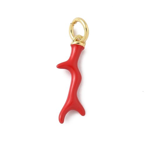 Breloque corail 18 mm plaqué or 18k rouge breloque branche de corail