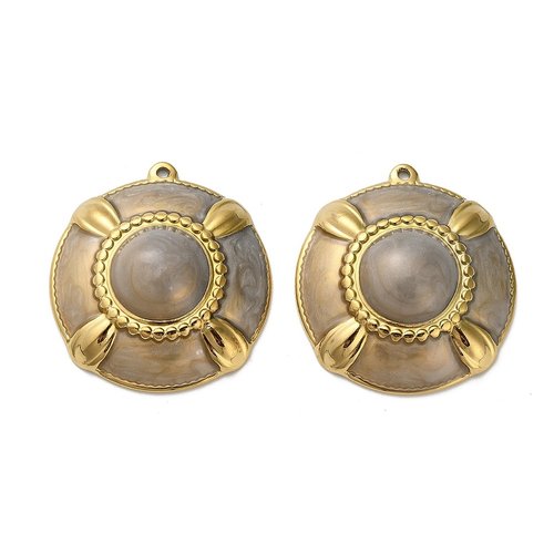 Pendentif demi-rond émaillé – acier inoxydable 304