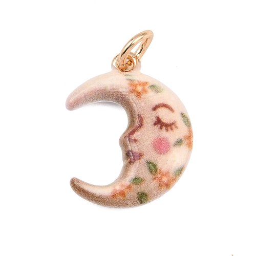 Pendentif lune en émail – laiton doré