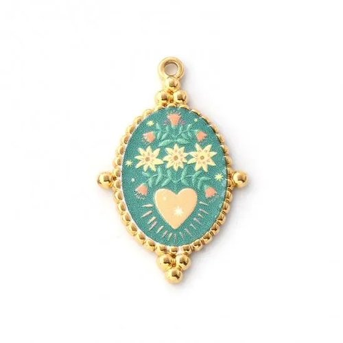 Pendentif ex-voto cœur sacré – acier inoxydable 304