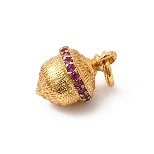 Pendentif pomme de pin doré avec zircons cubiques