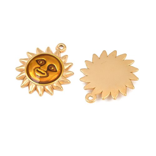 Pendentif soleil doré émaillé – acier inoxydable 304
