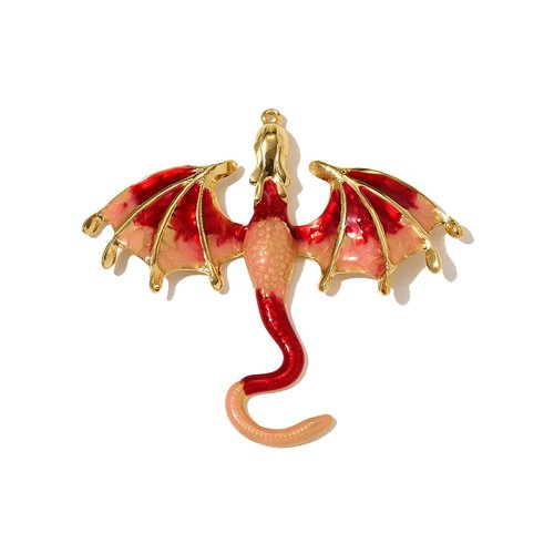 Grand pendentif dragon émaillé – acier inoxydable 304 plaqué or 18k