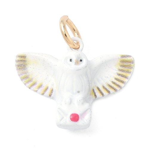 Pendentif chouette / hibou blanc – acier inoxydable 304