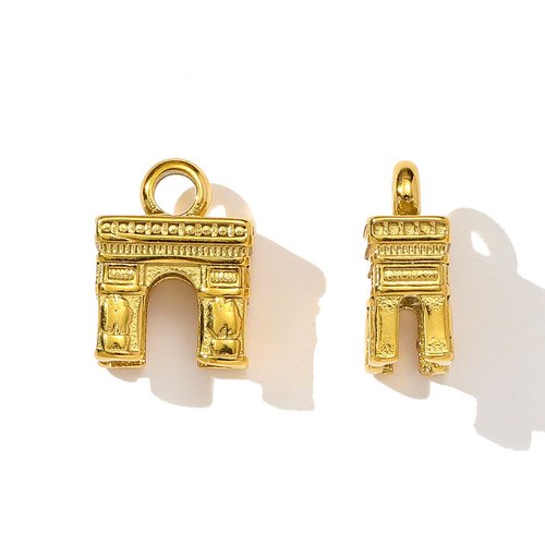 Breloque arc de triomphe – acier inoxydable 304 plaqué or 18k