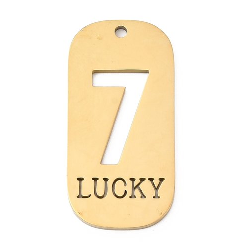 Pendentif lucky 7 – acier inoxydable 304 plaqué or 18k