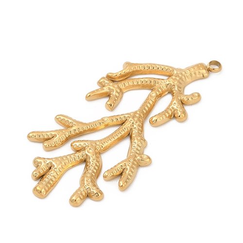 Breloque corail marin – acier inoxydable 304 plaqué or 18k
