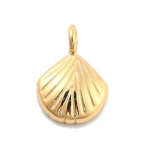 Mini breloque coquille – acier inoxydable 304 plaqué or 14k