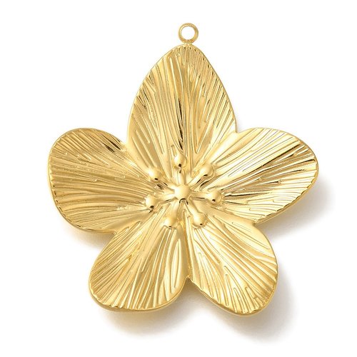 Grand pendentif fleur – acier inoxydable 304 plaqué or 18k