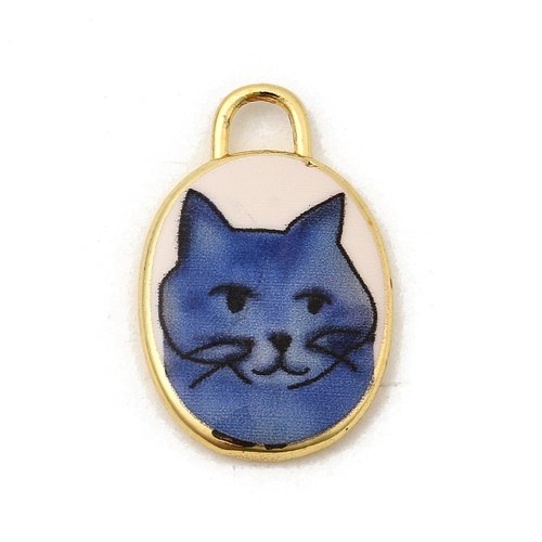 Pendentif chat plaqué or 18k