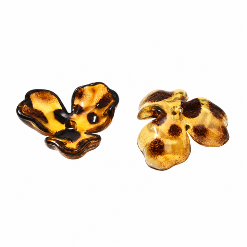 Lot de 2 perles fleurs léopard en acrylique transparent 23,5 mm pour création bijoux