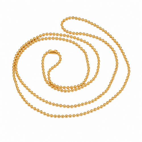 Chaîne à billes dorée en acier inoxydable 304, 60 cm avec fermoir — billes de 1,5 mm