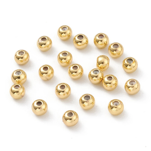 5 perles stoppeur dorées en laiton – perles coulissantes avec caoutchouc intérieur 4 mm