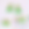 Boucles d'oreilles en laiton et acrylique vert et or -
