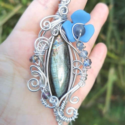 Médaillon labradorite bleu grise