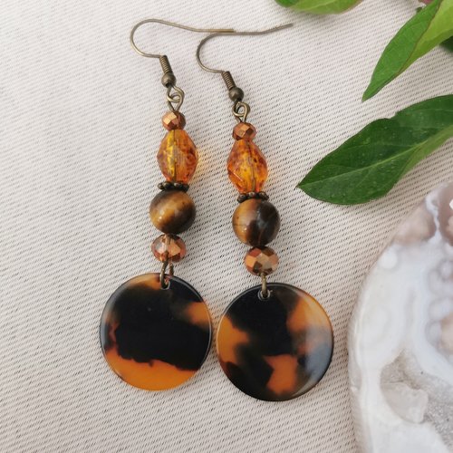 Boucles d'oreilles œil de tigre léopard