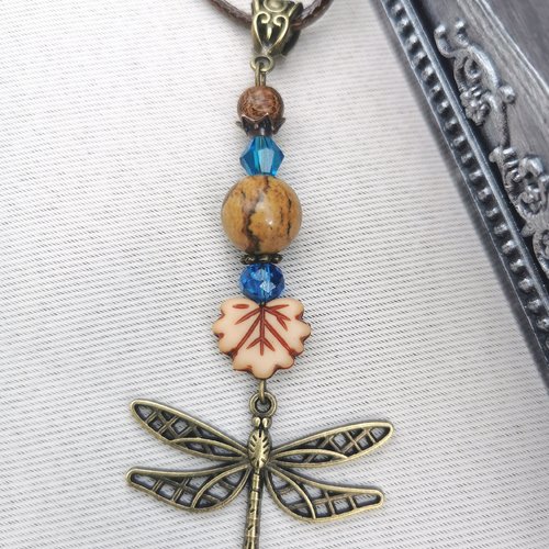 Amulette libellule jaspe paysage