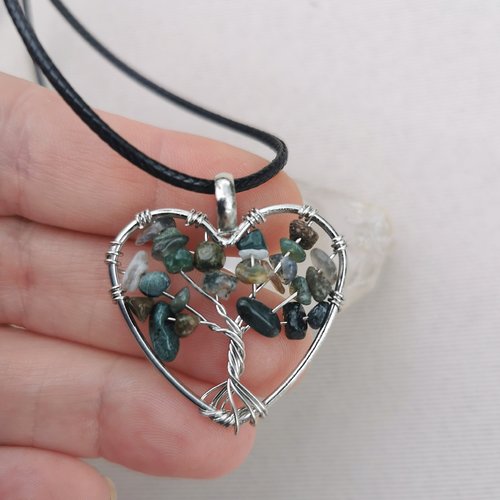 Pendentif arbre de vie agate mousse