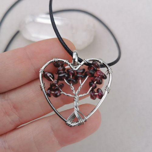 Pendentif arbre de vie grenat