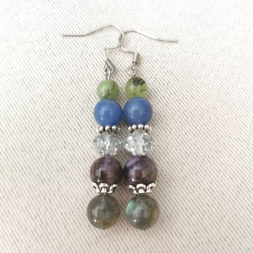 Boucles d'oreilles labradorite améthyste