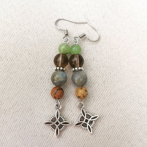 Boucles d'oreilles labradorite nœuds de sorcière