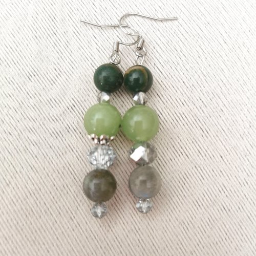 Boucles d'oreilles prehnite