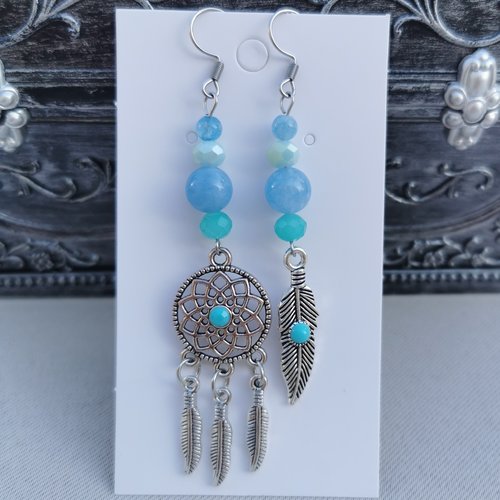 Boucles d'oreilles asymétrique attrape rêves