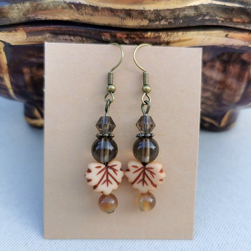 Boucles d'oreilles feuille érable