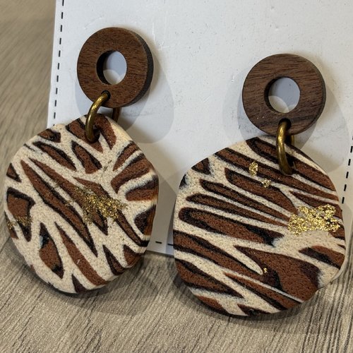 Boucles d’oreilles léopard hexagonal